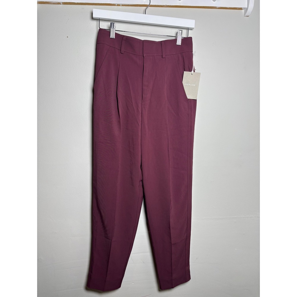 Everlane Italian GoWeave Tapered Pants Burgundy Women's Size 00 NWT - Picture 1 of 9